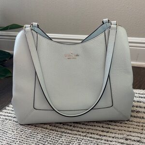 kate spade Pebbled Leather Shoulder Tote in Light blue